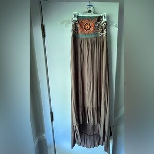 THML strapless embroidered boho dress